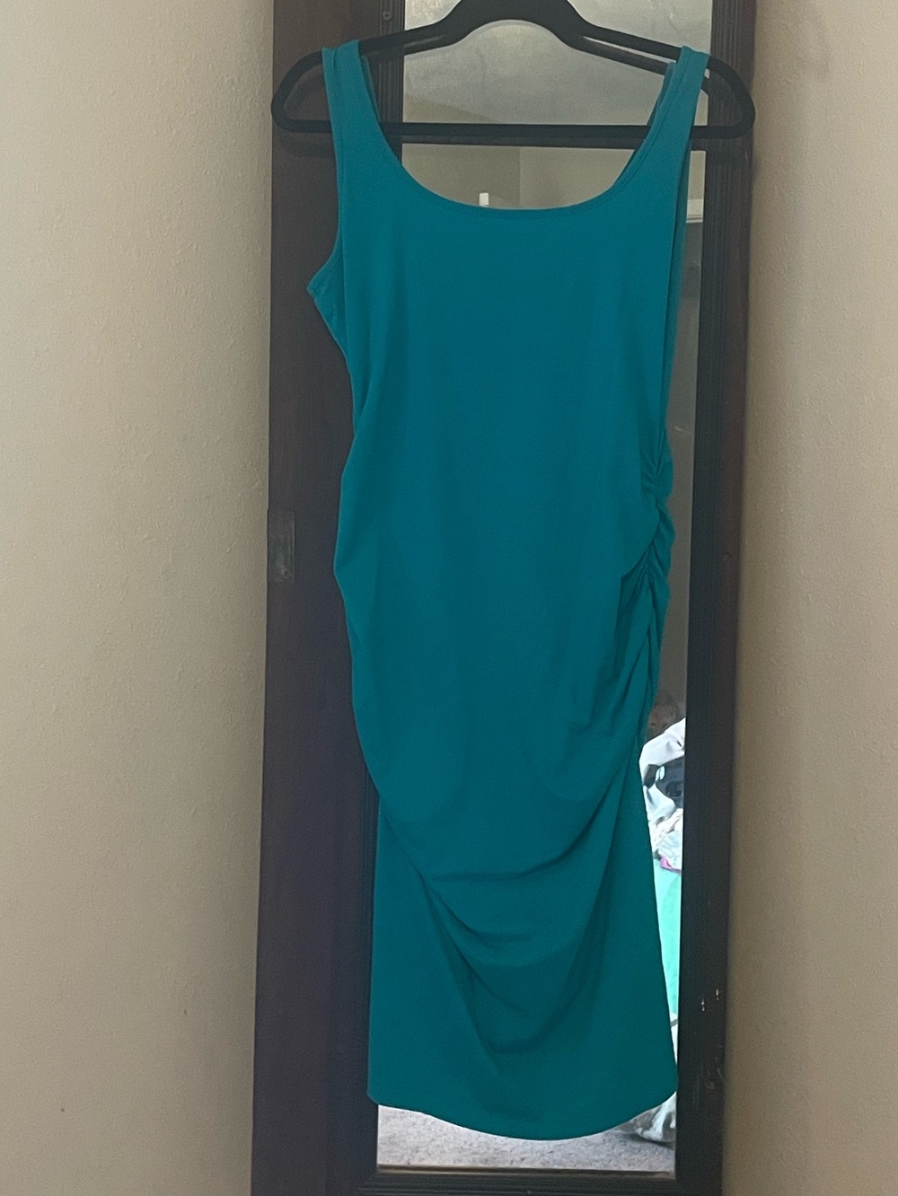Sleeveless Teal Bodycon Dress with Side Ruching size large